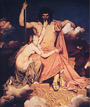 The sky god Jupiter and sea-nymph Thetis.