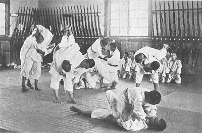 Jūjutsu training at an agricultural school in Japan around 1920