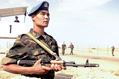 Kazakhstani soldier with AK-74.