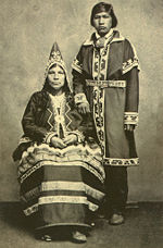 Man and woman of the Micmac, New Scotland (Nova Scotia), 1865