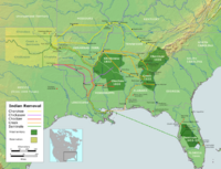 Cherokee Trail of Tears map of removal routes, 1830s.