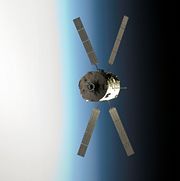 The Jules Verne Automated Transfer Vehicle (ATV) approaches the International Space Station on Monday, March 31, 2008