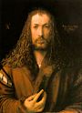 Self-Portrait (1500) by Albrecht Dürer, oil on board, Alte Pinakothek, Munich