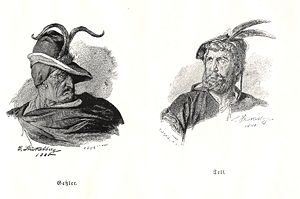 Gessler and Tell, drawing (1880)
