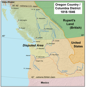 The Oregon Country/Columbia District"Disputed Area" is the main area of dispute, although the whole region was disputed