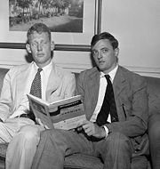 Buckley (right) and L. Brent Bozell, Jr. promote their book McCarthy and His Enemies, 1954