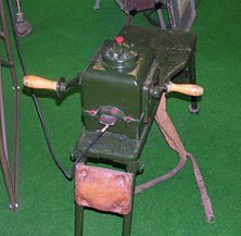 Hand-driven electric generator of the radio station (Dubendorf museum of the military aviation)
