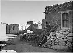 Acoma Pueblo "Looking across street toward houses."