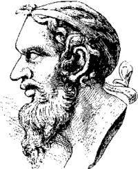 Sketch of the bust of Anacreon