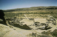 Pueblo Bonito, one of the principal complexes in the Chaco Canyon area.