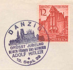 "Danzig is German." Postage stamp issued by Nazi Germany to celebrate the return of Danzig into Germany after the invasion of Poland.