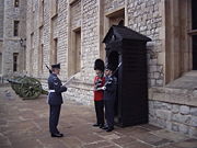 Sentries being posted at the Tower.