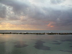 Coastline of Benghazi, Libya's second largest city. With the longest Mediterranean coastline among African nations, Libya's mostly unspoiled beaches are a social gathering place.