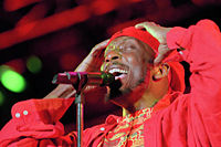 Jimmy Cliff in concert, 1997 photograph by Philippe Jimenez.