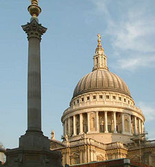 The dome of St Paul's Cathedral designed by Sir Christopher Wren.