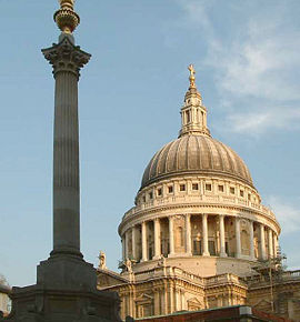 The dome of St Paul's Cathedral designed by Sir Christopher Wren.