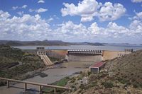 The Gariep Dam on the Orange River is the largest dam in South Africa and was a key part of the Orange River Project.