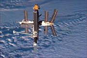 First permanently manned space station, Mir, which orbited the Earth from 1986 until 2001.