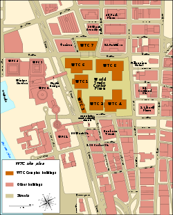 The WTC site building arrangement.
