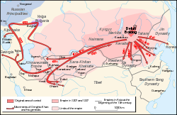 All significant conquests and movements of Genghis Khan and his generals during his lifetime.