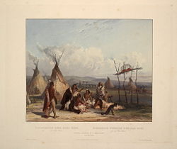 Funeral scaffold of a Sioux chief (Karl Bodmer)