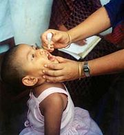A child being immunized against polio.