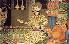 Shah Abbas I of Safavid at a banquet Detail from a ceiling fresco; Chehel Sotoun Palace; Isfahan