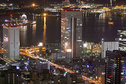 Toshiba Corporation's headquarters (center) in Hamamatsucho, Tokyo.