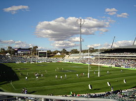 A rugby league match at Canberra Stadium.