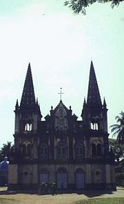 The Santa Cruz Cathedral Basilica in Kerala, built in traditional Portuguese style