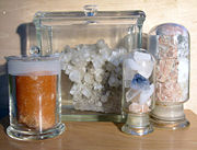 Halite (middle) and other salt minerals