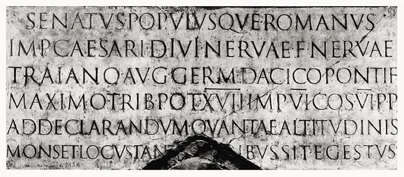 Roman inscriptional capitals on the base of Trajan's Column, 113.