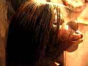 Shrunken head from the upper Amazon region, in the Pitt Rivers Museum, Oxford