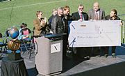 The X-Prize being awarded to the Scaled Composites team