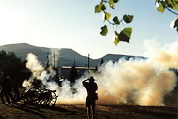 Cannon in a Civil War re-enactment: The smoke created by the discharge of black powder often affected visibility significantly.