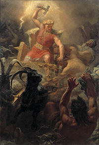 A modern depiction of Thor in a battle against giants, by Mårten Eskil Winge, 1872
