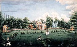 Monticello in 1825, with Jefferson's grandchildren in the foreground