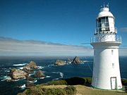 Maatsuyker Island Lighthouse and Needle Rocks.
