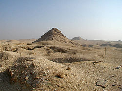 The ruined pyramid of Userkaf at Saqqara