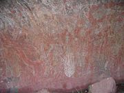 Ancient cave painting in Uluru.