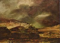 A landscape painted by Rembrandt van Rijn.
