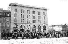 On strike in Helsinki, 1917. Workers demanded food and a complete shifting of legislative power from the Russian Provisional Government to the parliament.