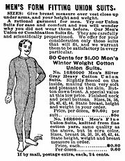 Advertising image of a union suit from the 1902 Sears, Roebuck catalog.