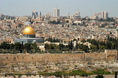 Jerusalem and the Old City. View from the Mount of Olives