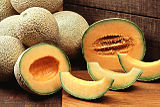 Ripe North American cantaloupes (C. m. reticulatus)