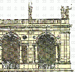 The Palladian, or Serlian, arch or window, as interpreted by Palladio. Detail of drawing from Quattro Libri dell'Architettura.