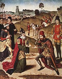Meeting of Abraham and Melchizedek—by Dieric Bouts the Elder, 1464–1467