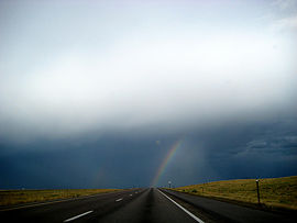 Rainbow meets Nebraska's Highway 80. 2007.
