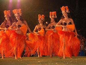 Contemporary hula, part of a performance for visitors.