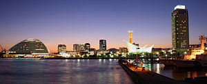 Port of Kobe at twilight